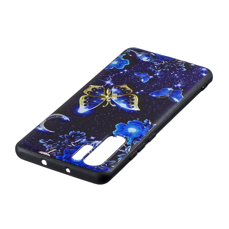 Pattern Printing Embossment TPU Cellphone Case for Huawei P30 Pro - Blue Butterfly-3