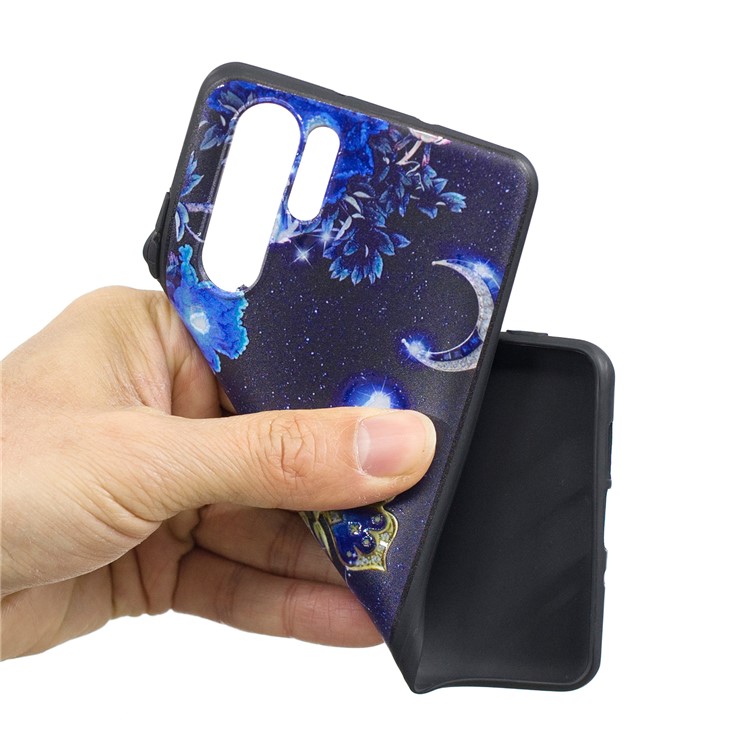 Custodia Per Cellulare TPU Escludiazione Della Stampa di Pattern Per Huawei P30 Pro - Farfalla Blu