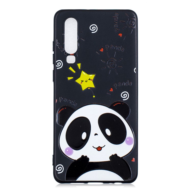 Pattern Printing Embossment TPU Back Mobile Shell for Huawei P30 - Cute Panda-1
