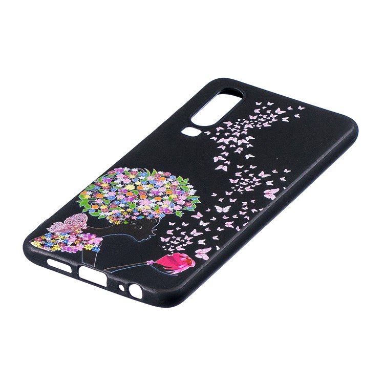 Pattern Printing Embossment TPU Protection Cell Phone Case for Huawei P30 - Flowered Girl and Butterfly-2
