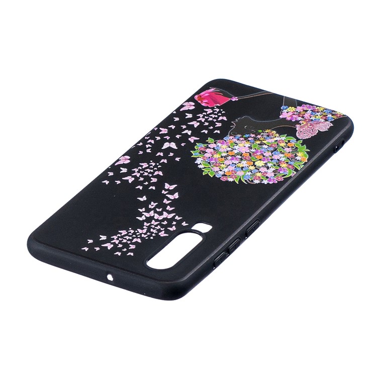 Pattern Printing Embossment TPU Protection Cell Phone Case for Huawei P30 - Flowered Girl and Butterfly-3