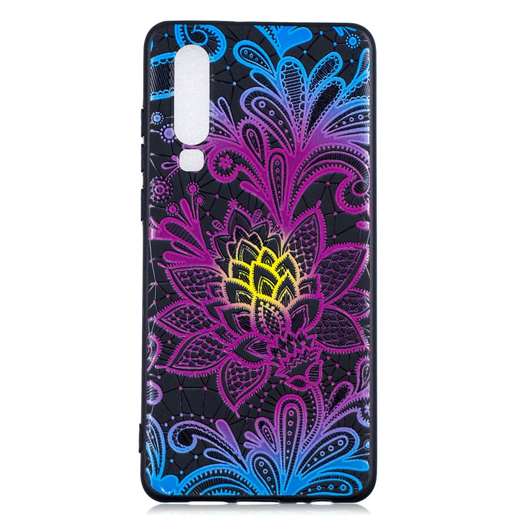 Pattern Printing Embossment TPU Protection Cell Phone Shell for Huawei P30 - Lace Flower-1