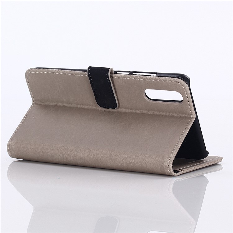 Crazy Horse Vintage Leather Cell Phone Cover for Huawei P30 - Grey-4