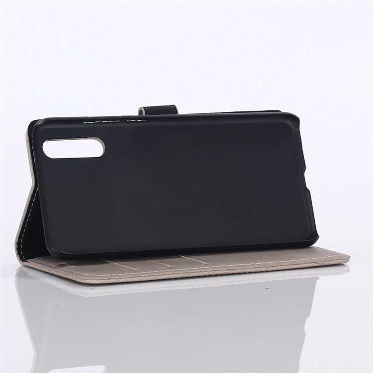 Crazy Horse Vintage Leather Cell Phone Cover for Huawei P30 - Grey-5