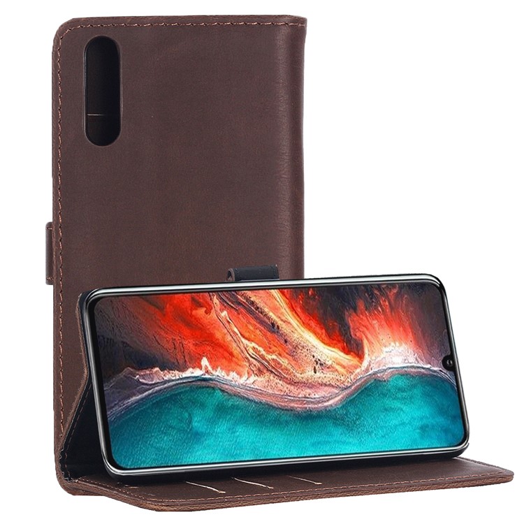Crazy Horse Vintage Leather Flip Case Accessory for Huawei P30 - Coffee-1