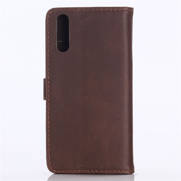 Crazy Horse Vintage Leather Flip Case Accessory for Huawei P30 - Coffee-3