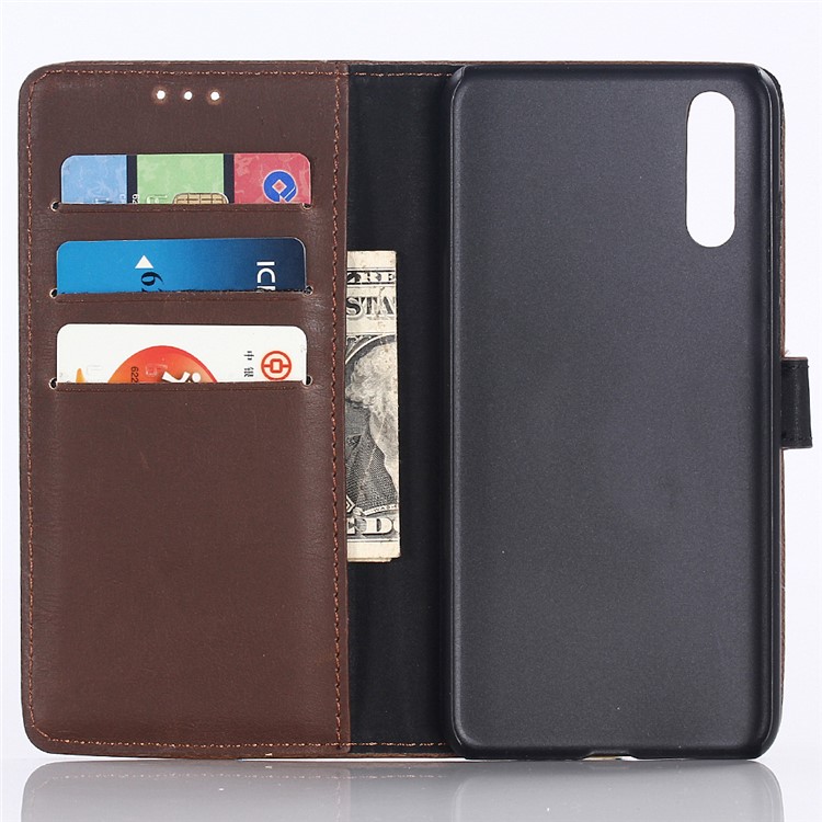 Crazy Horse Vintage Leather Flip Case Accessory for Huawei P30 - Coffee-5