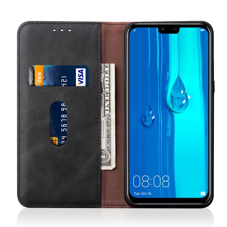 Auto-absorbed Crazy Horse Vintage Leather Stand Case for Huawei Y9 (2019) / Enjoy 9 Plus (China) - Black-3