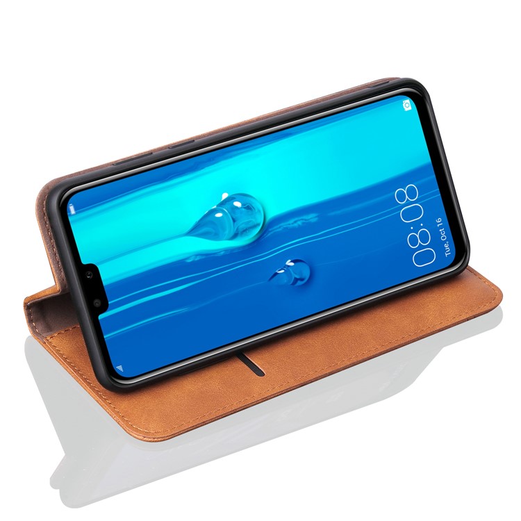 Auto-absorbed Crazy Horse Vintage Leather Stand Shell for Huawei Y9 (2019) / Enjoy 9 Plus (China) - Brown-5