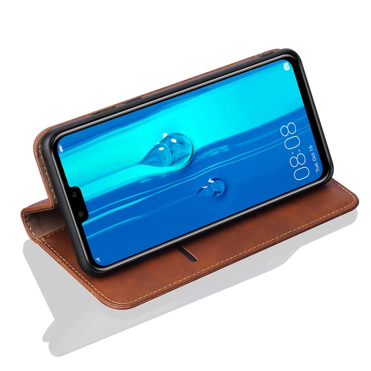 Auto-absorbed Crazy Horse Vintage Leather Stand Casing for Huawei Y9 (2019) / Enjoy 9 Plus (China) - Coffee-5