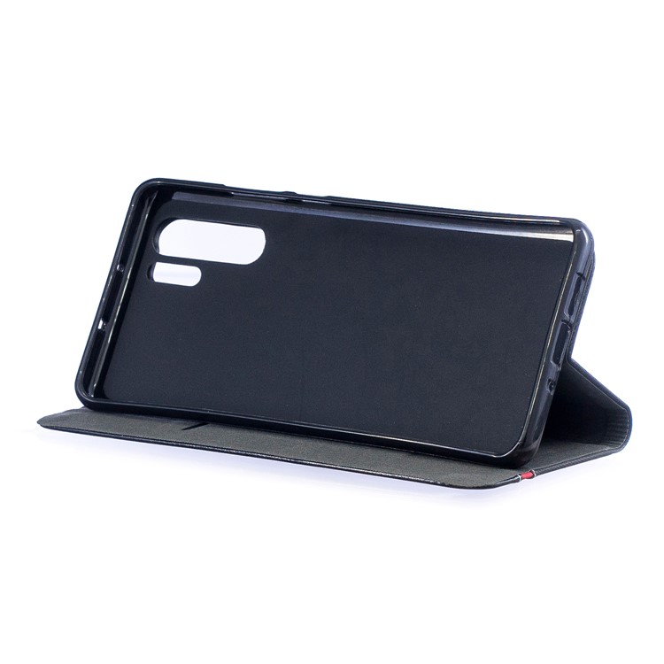 Contrast Color PU Leather Card Holder Mobile Phone Case for Huawei P30 Pro - Black-6