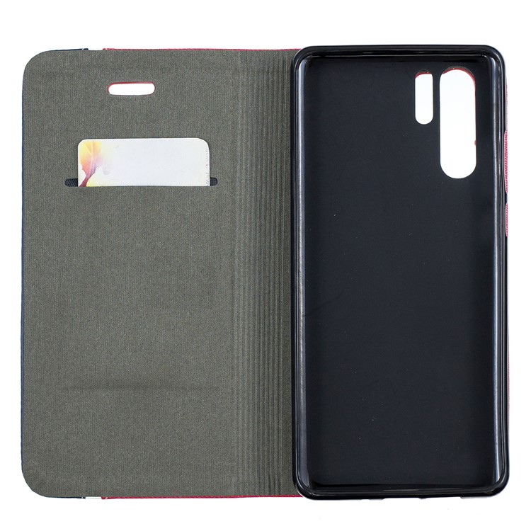Contrast Color PU Leather Card Holder Mobile Phone Shell for Huawei P30 Pro - Red-3