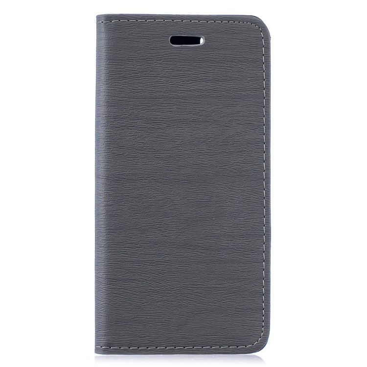 Auto-absorbed Wood Pattern PU Leather Mobile Case with Stand for Huawei P30 Pro - Grey-1