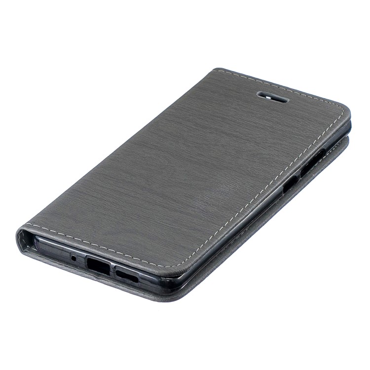 Auto-absorbed Wood Pattern PU Leather Mobile Case with Stand for Huawei P30 Pro - Grey-3