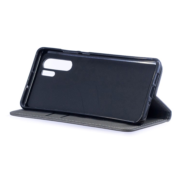 Auto-absorbed Wood Pattern PU Leather Mobile Case with Stand for Huawei P30 Pro - Grey-6