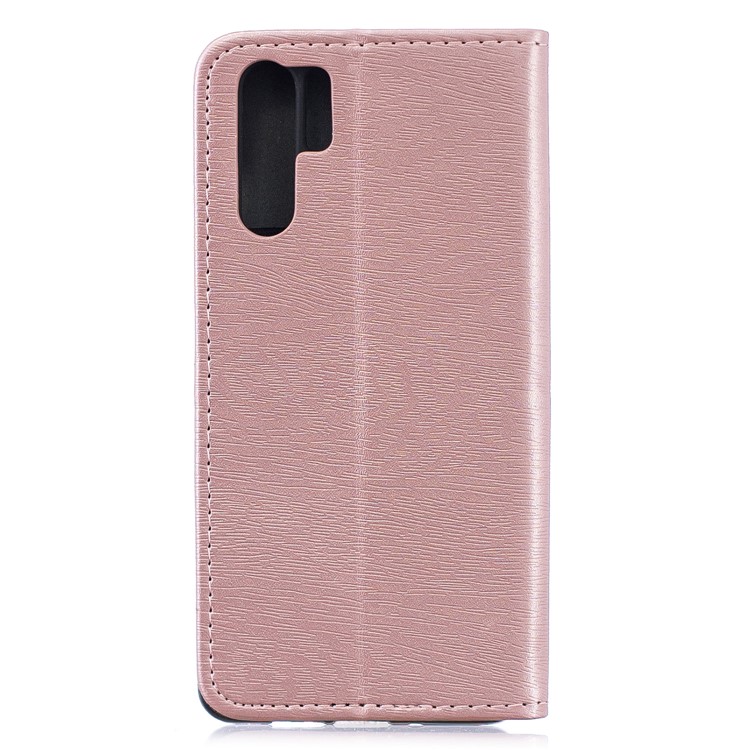Auto-absorbed Wood Pattern PU Leather Mobile Shell with Stand for Huawei P30 Pro - Rose Gold-2