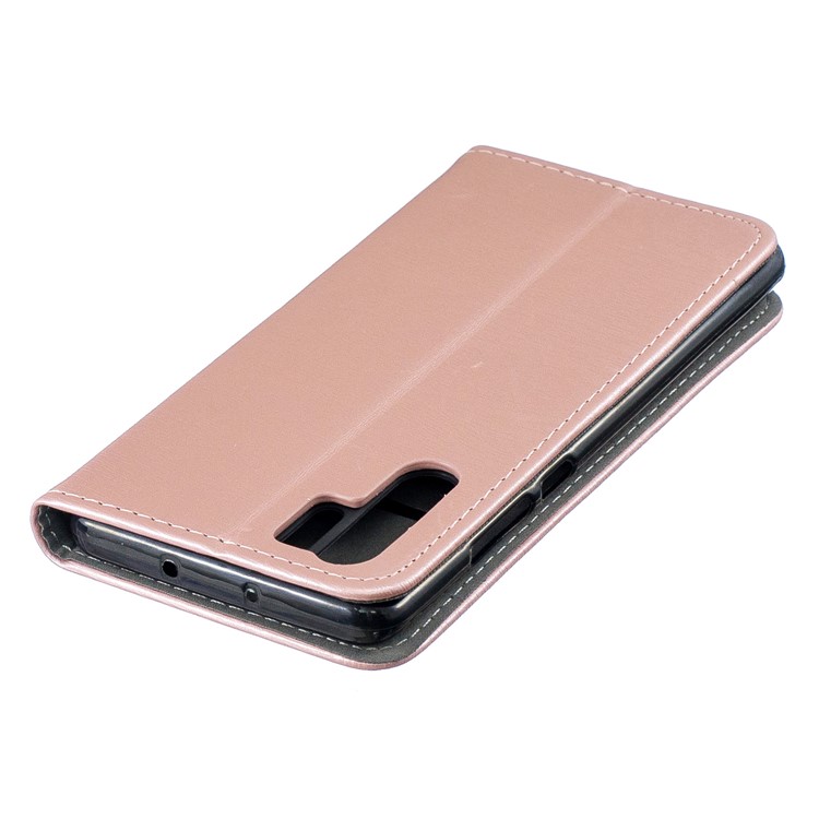 Auto-absorbed Wood Pattern PU Leather Mobile Shell with Stand for Huawei P30 Pro - Rose Gold-5