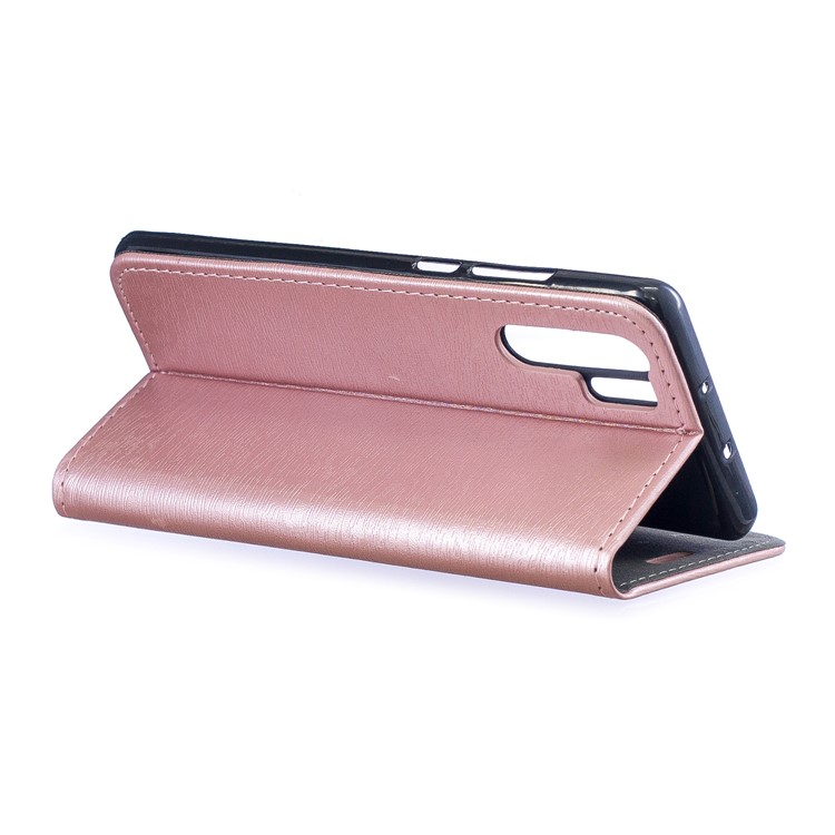 Auto-absorbed Wood Pattern PU Leather Mobile Shell with Stand for Huawei P30 Pro - Rose Gold-6