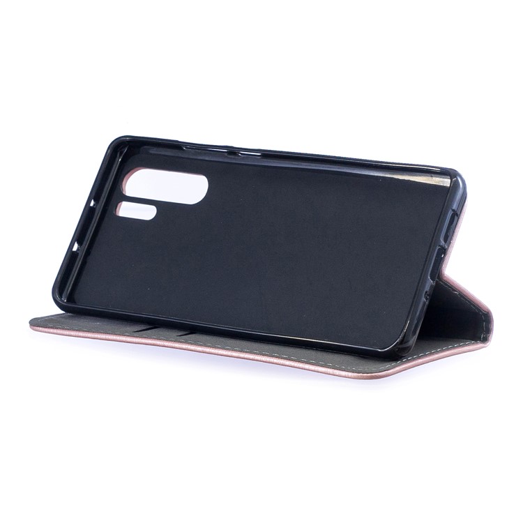 Auto-absorbed Wood Pattern PU Leather Mobile Shell with Stand for Huawei P30 Pro - Rose Gold-7