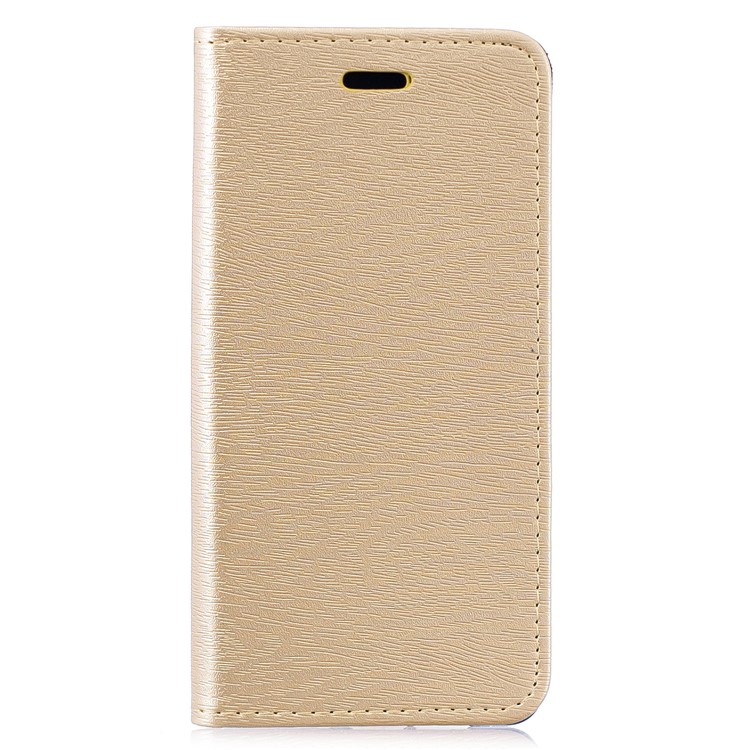 Auto-absorbed Wood Pattern PU Leather Mobile Casing with Stand for Huawei P30 Pro - Gold-1