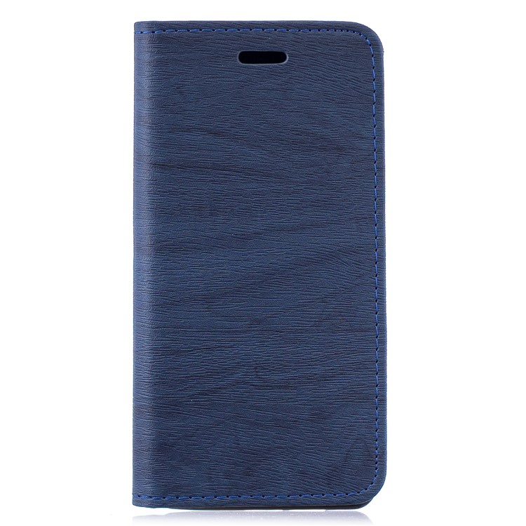 Auto-absorbed Wood Pattern PU Leather Protective Mobile Cover with Stand for Huawei P30 Pro - Blue-1