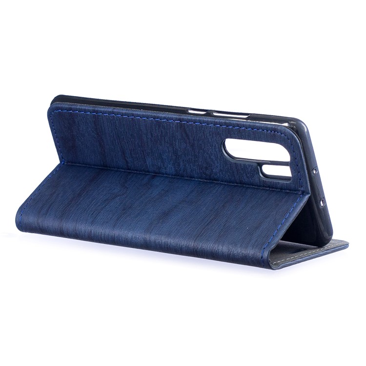 Auto-absorbed Wood Pattern PU Leather Protective Mobile Cover with Stand for Huawei P30 Pro - Blue-5