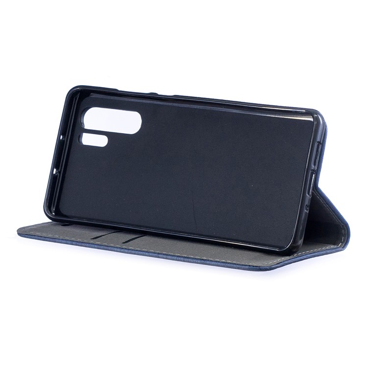 Auto-absorbed Wood Pattern PU Leather Protective Mobile Cover with Stand for Huawei P30 Pro - Blue-6