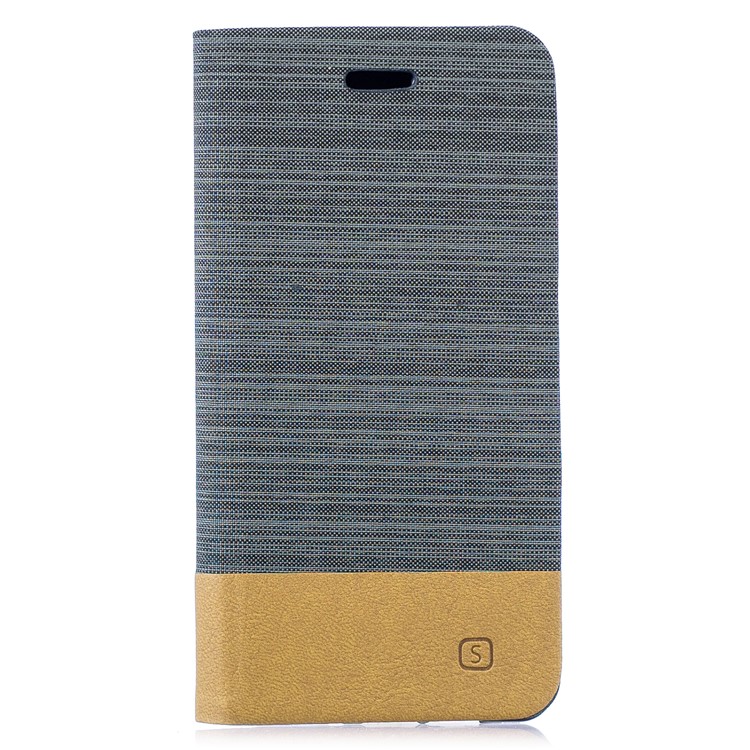 Bi-color Canvas Leather Card Holder Stand Cover for Huawei P30 Pro - Dark Grey-1