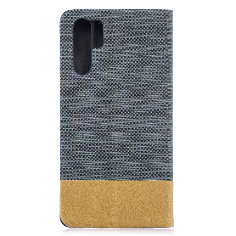 Bi-color Canvas Leather Card Holder Stand Cover for Huawei P30 Pro - Dark Grey-2