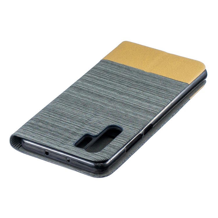 Bi-color Canvas Leather Card Holder Stand Cover for Huawei P30 Pro - Dark Grey-5