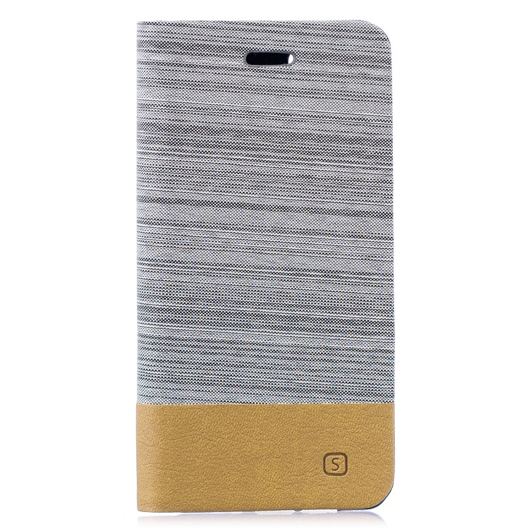 Bi-color Canvas Leather Card Holder Stand Case for Huawei P30 Pro - Light Grey-1