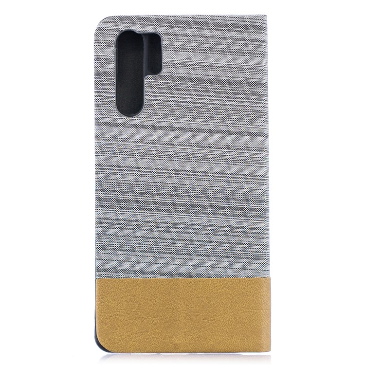 Bi-color Canvas Leather Card Holder Stand Case for Huawei P30 Pro - Light Grey-2