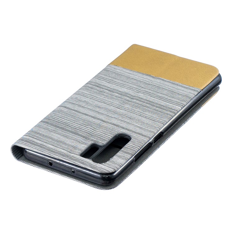 Bi-color Canvas Leather Card Holder Stand Case for Huawei P30 Pro - Light Grey-4