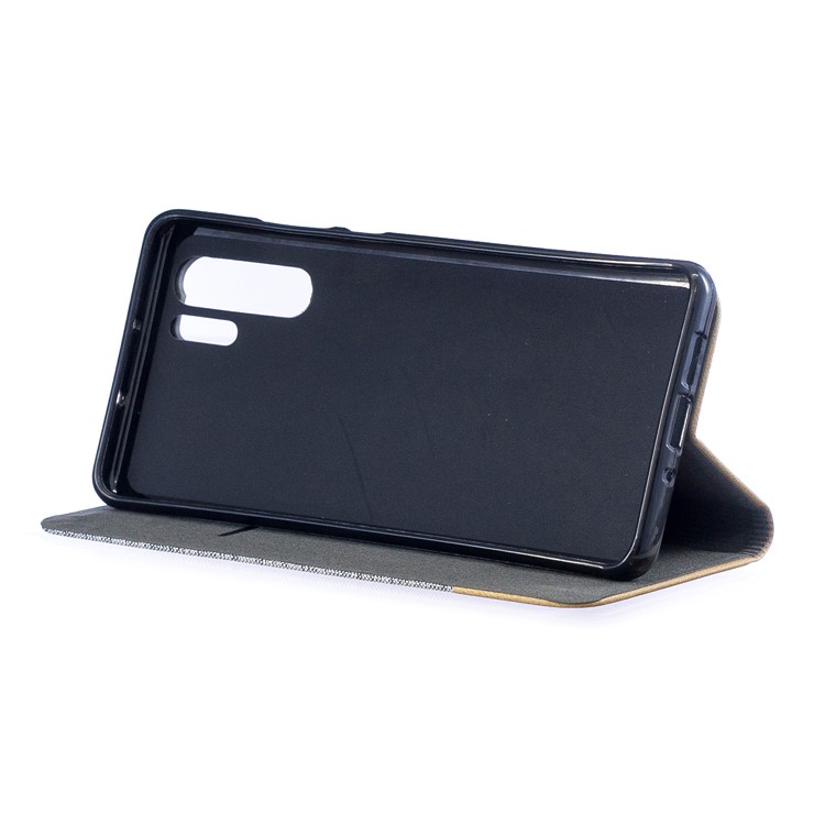 Bi-color Canvas Leather Card Holder Stand Case for Huawei P30 Pro - Light Grey-6