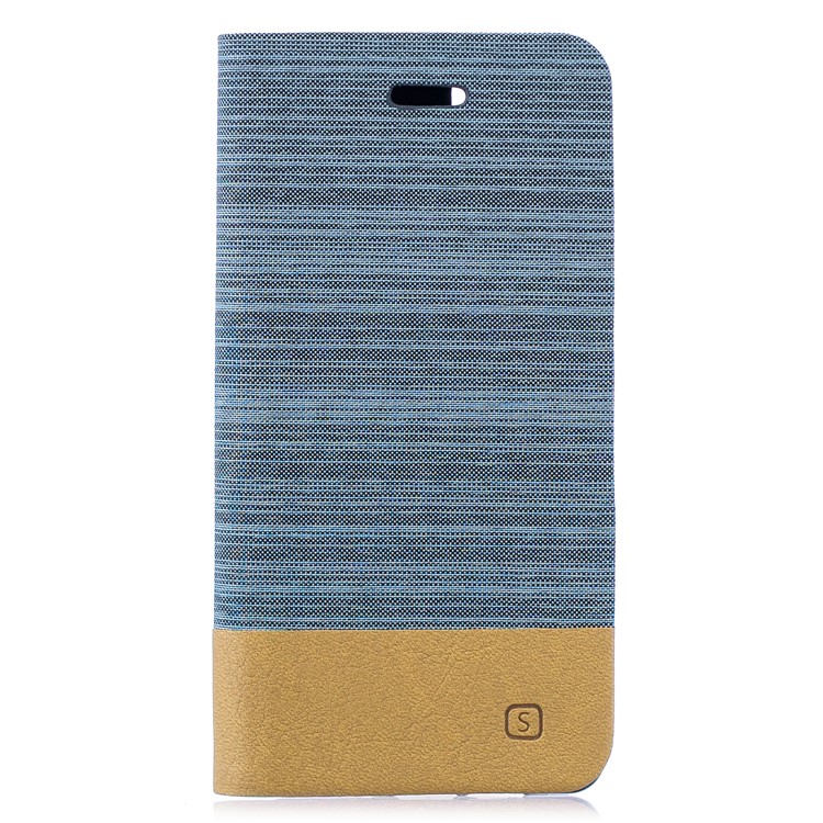 Bi-color Canvas Leather Card Holder Stand Shell for Huawei P30 Pro - Baby Blue-1