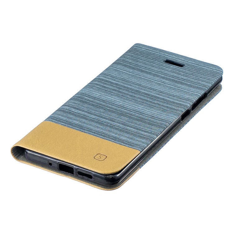 Bi-color Canvas Leather Card Holder Stand Shell for Huawei P30 Pro - Baby Blue-3