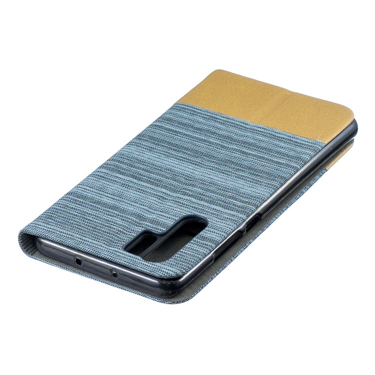 Bi-color Canvas Leather Card Holder Stand Shell for Huawei P30 Pro - Baby Blue-4