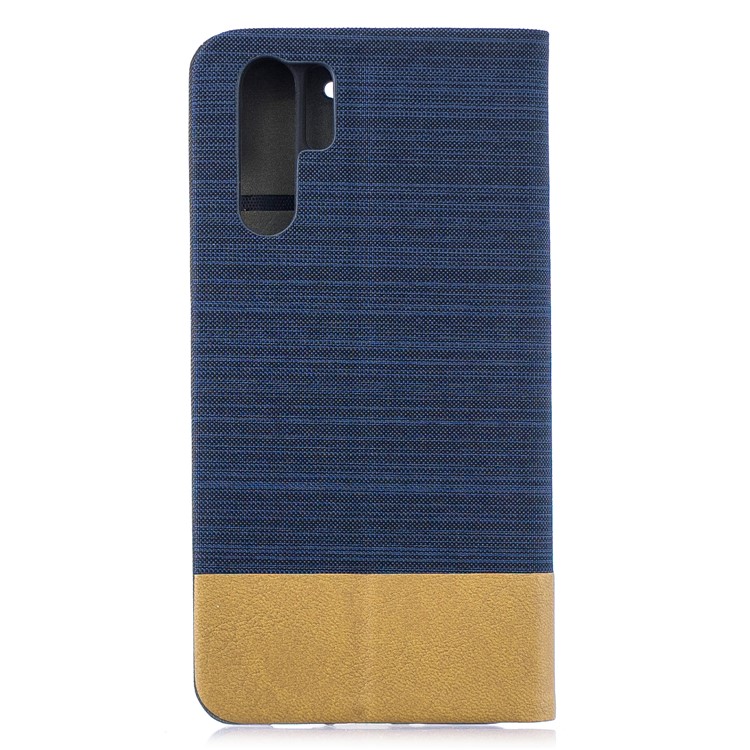 Bi-color Canvas Leather Card Holder Stand Casing Huawei P30 Pro - Dark Blue-2