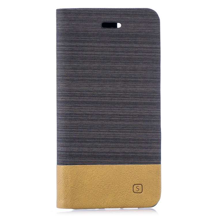 Bi-color Canvas Leather Card Holder Stand Protective Cover for Huawei P30 Pro - Coffee-1