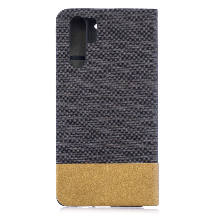 Bi-color Canvas Leather Card Holder Stand Protective Cover for Huawei P30 Pro - Coffee-2