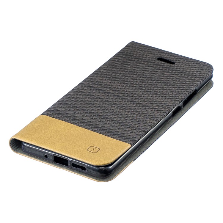 Bi-color Canvas Leather Card Holder Stand Protective Cover for Huawei P30 Pro - Coffee-3