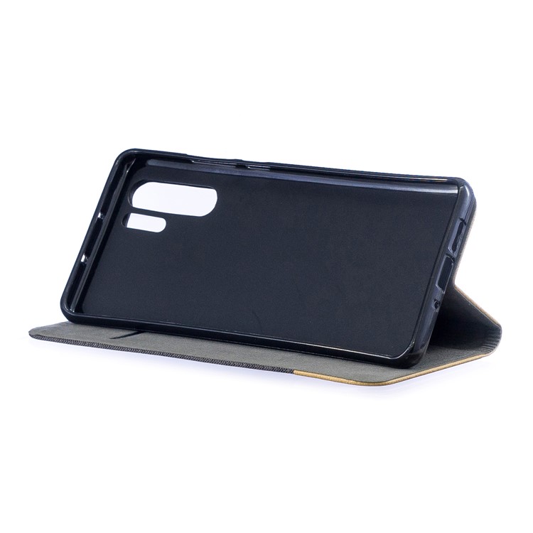 Bi-color Canvas Leather Card Holder Stand Protective Cover for Huawei P30 Pro - Coffee-6