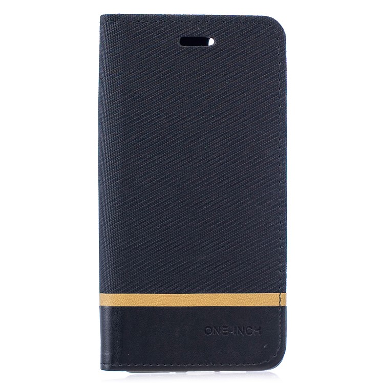For Huawei P30 Pro Cloth Texture Splicing PU Leather Phone Case with Card Holder - Black-1