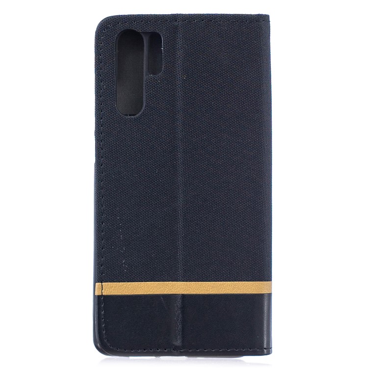 For Huawei P30 Pro Cloth Texture Splicing PU Leather Phone Case with Card Holder - Black-2