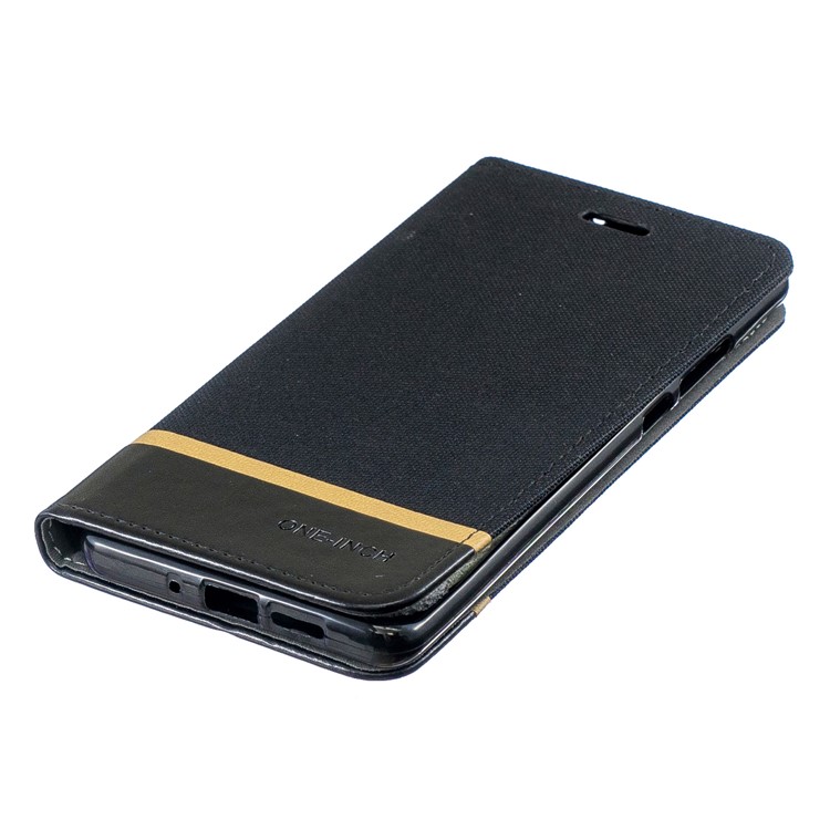 For Huawei P30 Pro Cloth Texture Splicing PU Leather Phone Case with Card Holder - Black-3
