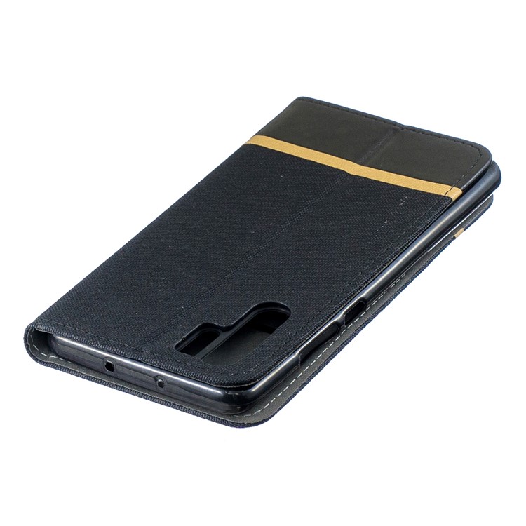 For Huawei P30 Pro Cloth Texture Splicing PU Leather Phone Case with Card Holder - Black-4