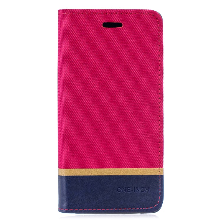 For Huawei P30 Pro Cloth Texture Splicing PU Leather Phone Shell with Card Holder - Red-1