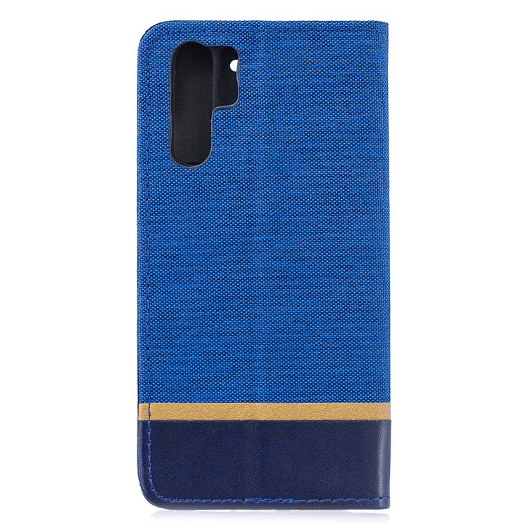 For Huawei P30 Pro Cloth Texture Splicing PU Leather Protective Casing with Card Holder - Blue-2