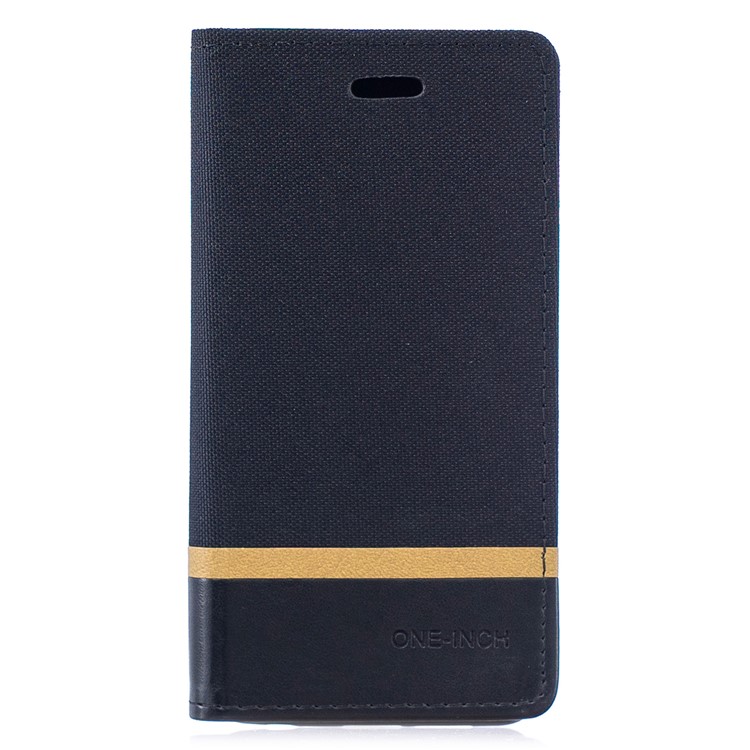 For Huawei P30 Cloth Texture Splicing PU Leather Phone Case with Card Holder - Black-1