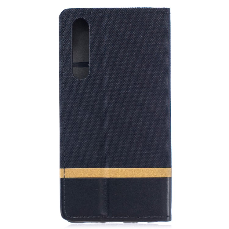 For Huawei P30 Cloth Texture Splicing PU Leather Phone Case with Card Holder - Black-2